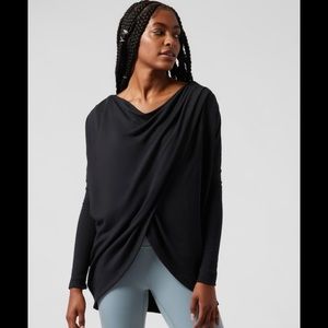 NWT-Athleta Purana Black Wrap Sweatshirt, Large